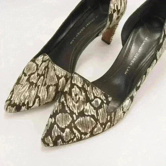 10 Derek Crosby Lam Abstract Animal Print Calf Pony Hair D’Orsay Heels - Picture 5 of 8